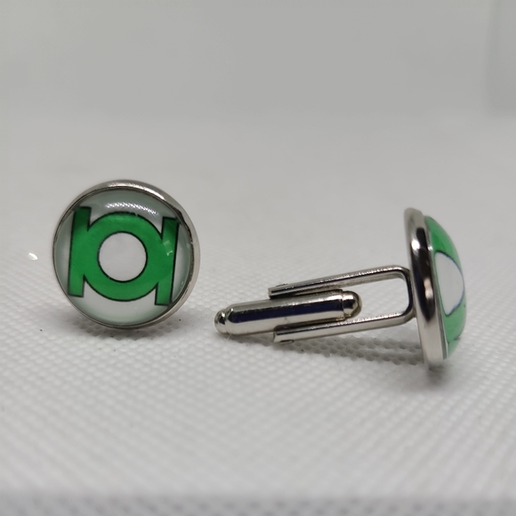 Green Lantern Superhero Cufflinks Green And Silver - Picture 1 of 6